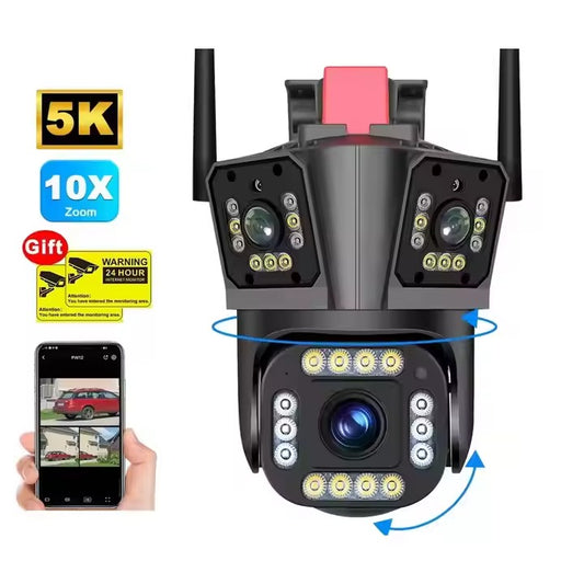 Cámara de Seguridad con 3 Lentes, Alarma y Visión 360°