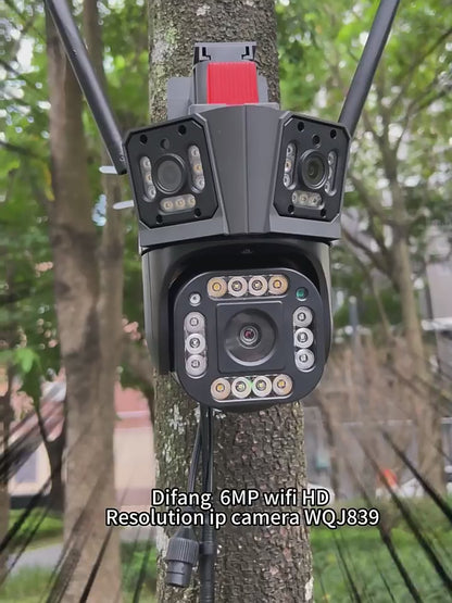 Cámara de Seguridad con 3 Lentes, Alarma y Visión 360°